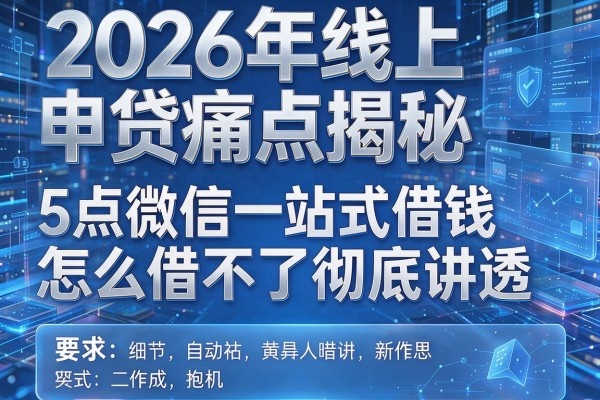 2026年线上申贷痛点揭秘5点微信一站式借钱怎么借不了彻底讲透!