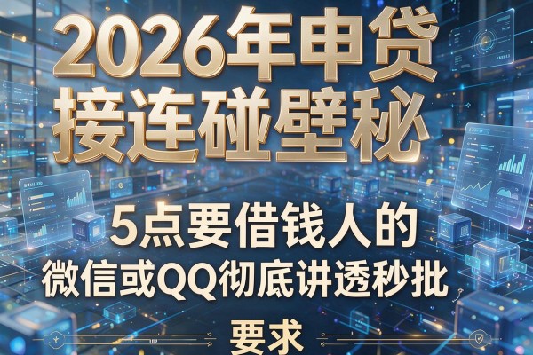2026年申贷接连碰壁揭秘5点要借钱人的微信或QQ彻底讲透秒批！