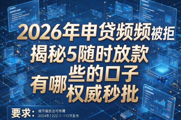 2026年申贷频频被拒揭秘5随时放款的口子有哪些权威秒批!