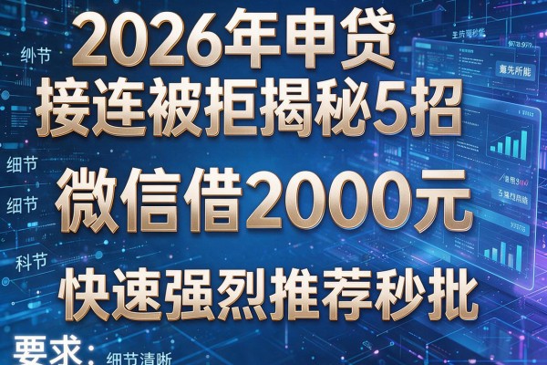 2026年申贷接连被拒揭秘5招微信借2000元快速强烈推荐秒批!