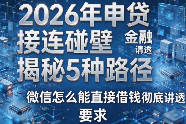 2026年申贷接连碰壁揭秘5种路径微信怎么能直接借钱彻底讲透！