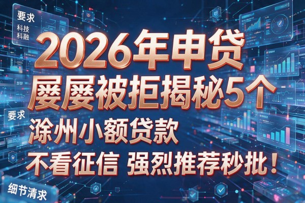 2026年申贷屡屡被拒揭秘5个滁州小额贷款不看征信强烈推荐秒批!