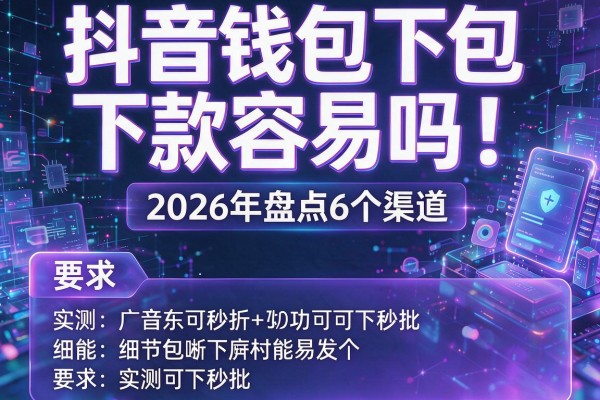 抖音钱包下款容易吗 2026年盘点6个渠道 实测可下秒批!