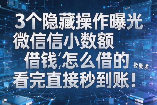 3个隐藏操作曝光微信小数额借钱怎么借的看完直接秒到账!