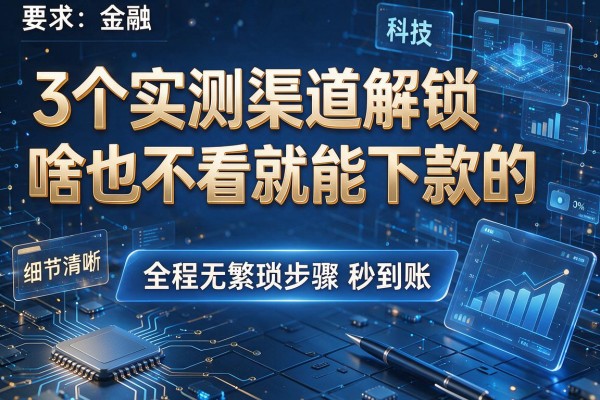 3个实测渠道解锁啥也不看就能下款的,全程无繁琐步骤秒到账!