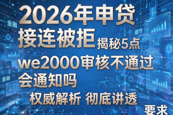 2026年申贷接连被拒揭秘5点we2000审核不通过会通知吗权威解析彻底讲透!