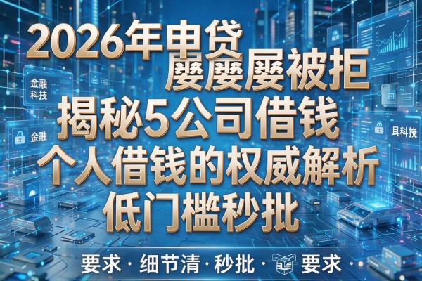 2026年申贷屡屡被拒揭秘5公司借钱和个人借钱的权威解析低门槛秒批!