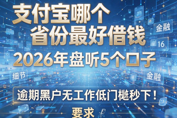 支付宝哪个省份最好借钱 2026年盘点5个口子 逾期黑户无工作低门槛秒下!