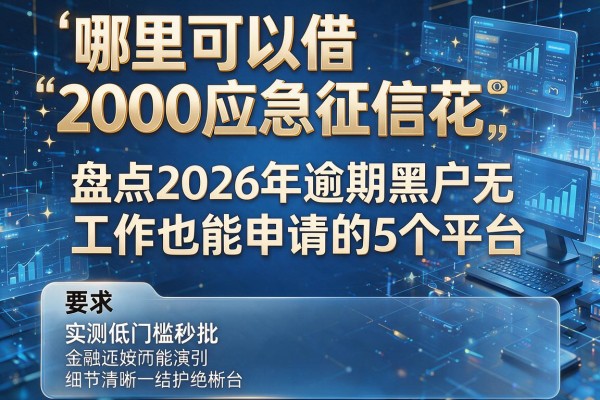 哪里可以借2000应急征信花 盘点2026年逾期黑户无工作也能申请的5个平台 实测低门槛秒批