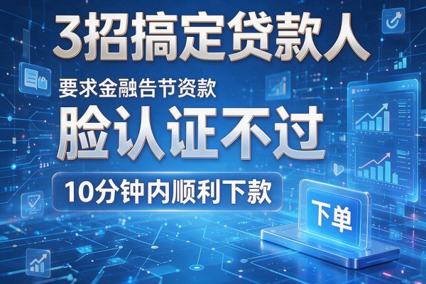 3招搞定贷款人脸认证不过,10分钟内顺利下款!