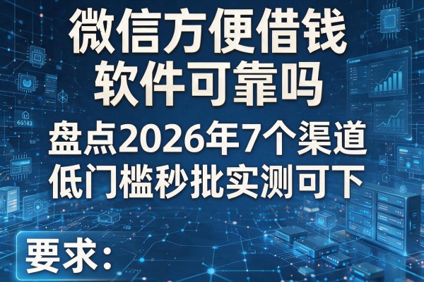 微信方便借钱软件可靠吗 盘点2026年7个渠道 低门槛秒批实测可下！