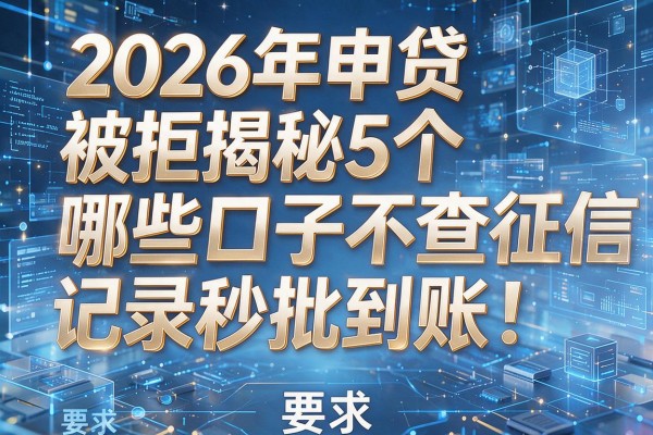 2026年申贷被拒揭秘5个哪些口子不查征信记录秒批到账!