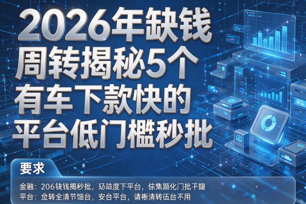 2026年缺钱周转揭秘5个有车下款快的平台低门槛秒批！