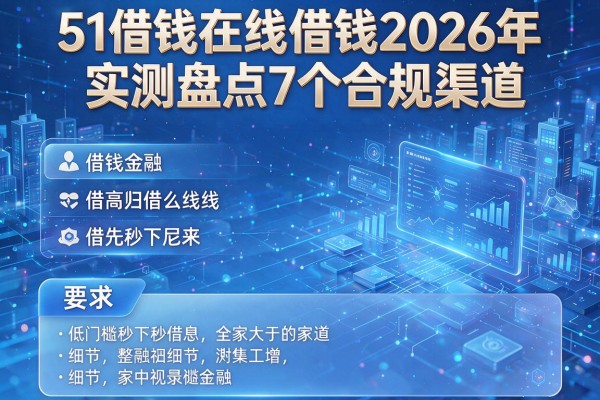 51借钱在线借钱2026年实测盘点7个合规渠道 低门槛秒下!