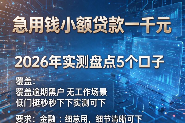 急用钱小额贷款一千元 2026年实测盘点5个口子 覆盖逾期黑户无工作场景低门槛秒下实测可下!
