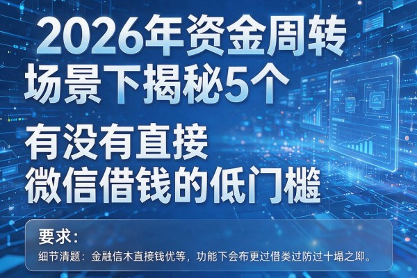 2026年资金周转场景下揭秘5个有没有直接微信借钱的低门槛!
