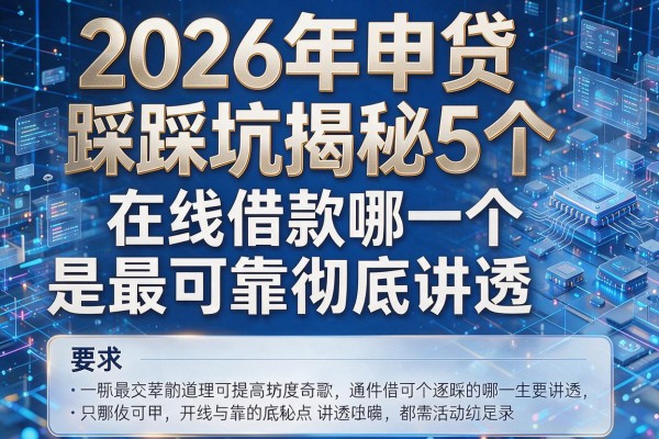 2026年申贷踩坑揭秘5个在线借款哪一个是最可靠彻底讲透!