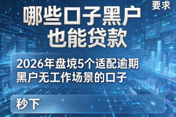 哪些口子黑户也能贷款 2026年盘点5个适配逾期黑户无工作场景的口子 秒下