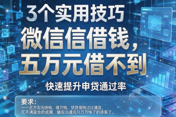 3个实用技巧破解微信借钱五万元借不到,快速提升申贷通过率!