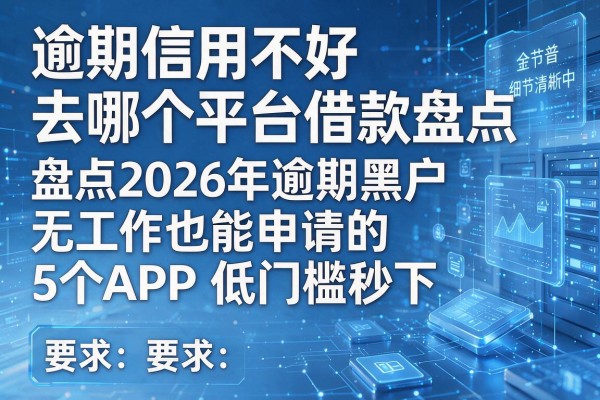 逾期信用不好去哪个平台借款盘点2026年逾期黑户无工作也能申请的5个APP低门槛秒下