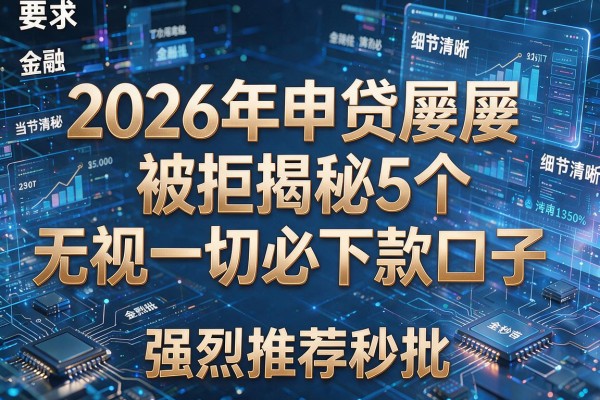 2026年申贷屡屡被拒揭秘5个无视一切必下款口子强烈推荐秒批！
