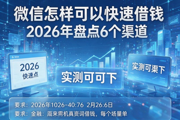 微信怎样可以快速借钱 2026年盘点6个渠道 实测可下！