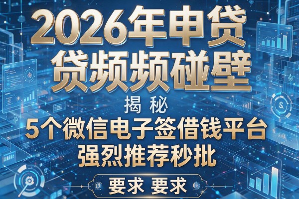 2026年申贷频频碰壁揭秘5个微信电子签借钱平台强烈推荐秒批!