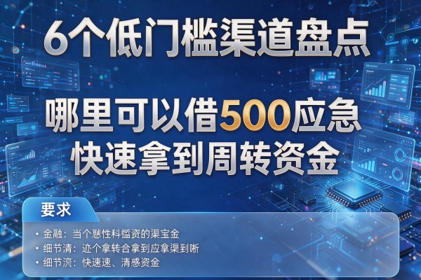 6个低门槛渠道盘点哪里可以借500应急，快速拿到周转资金！