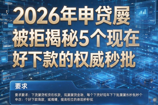 2026年申贷屡屡被拒揭秘5个现在好下款的权威秒批!