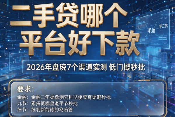 二手贷哪个平台好下款 2026年盘点7个渠道实测低门槛秒批!