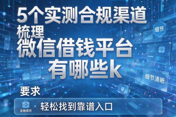 5个实测合规渠道梳理微信借钱平台有哪些k，轻松找到靠谱入口！