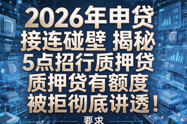 2026年申贷接连碰壁揭秘5点招行质押贷有额度被拒彻底讲透!