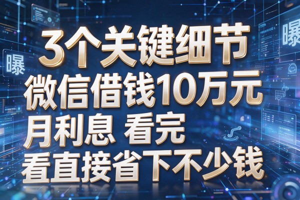 3个关键细节曝光微信借钱10万元月利息看完直接省下不少钱!