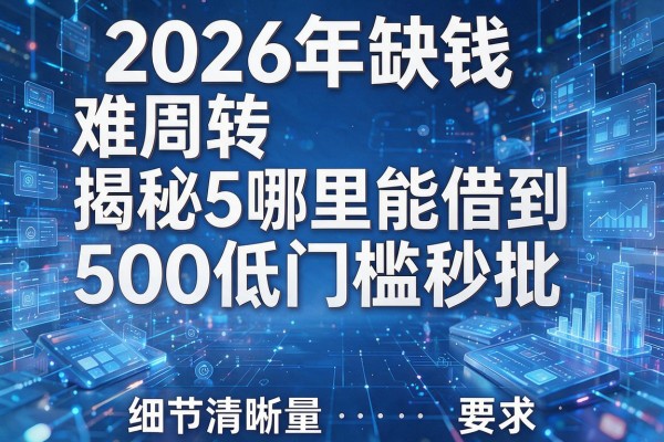 2026年缺钱难周转揭秘5哪里能借到500低门槛秒批！