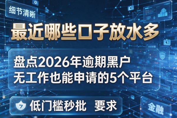 最近哪些口子放水多 盘点2026年逾期黑户无工作也能申请的5个平台 低门槛秒批