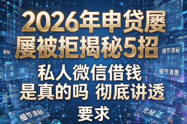 2026年申贷屡屡被拒揭秘5招私人微信借钱是真的吗彻底讲透!