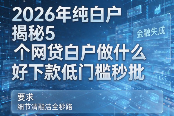 2026年纯白户揭秘5个网贷白户做什么好下款低门槛秒批！