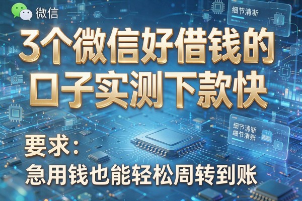 3个微信好借钱的口子实测下款快,急用钱也能轻松周转到账!