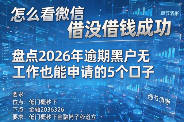 怎么看微信借没借钱成功 盘点2026年逾期黑户无工作也能申请的5个口子 低门槛秒下