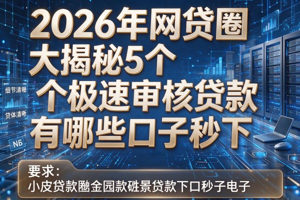 2026年网贷圈大揭秘5个极速审核贷款有哪些口子秒下!