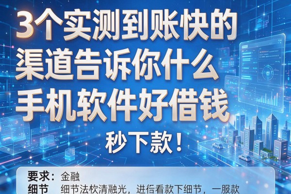 3个实测到账快的渠道告诉你什么手机软件好借钱,秒下款!