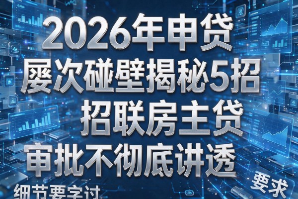 2026年申贷屡次碰壁揭秘5招招联房主贷审批不通过彻底讲透！