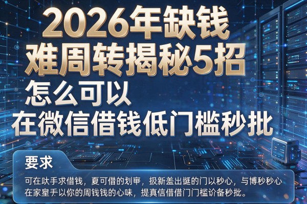 2026年缺钱难周转揭秘5招怎么可以在微信借钱低门槛秒批!