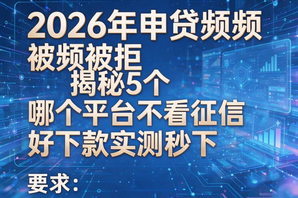 2026年申贷频频被拒揭秘5个哪个平台不看征信好下款实测秒下!
