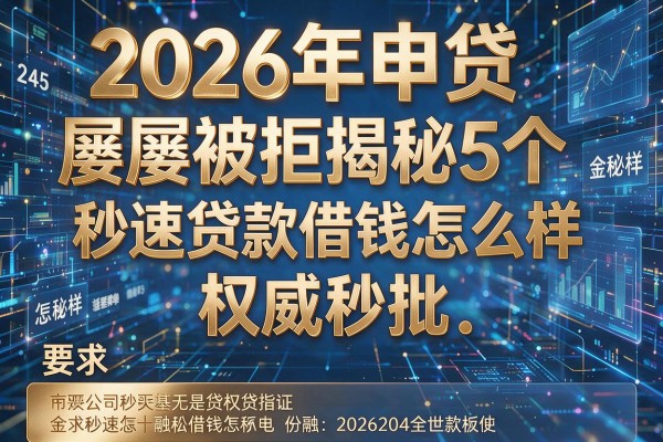 2026年申贷屡屡被拒揭秘5个秒速贷款借钱怎么样权威秒批!