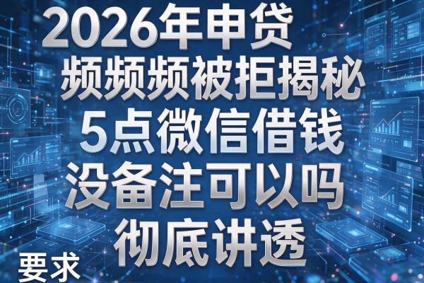 2026年申贷频频被拒揭秘5点微信借钱没备注可以吗彻底讲透!