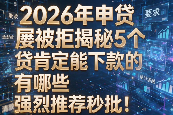 2026年申贷屡被拒揭秘5个贷款肯定能下款的有哪些强烈推荐秒批!