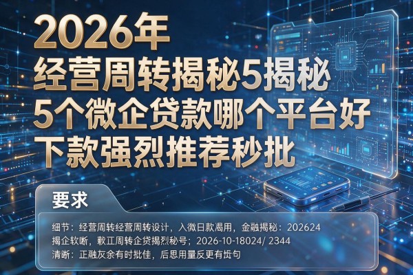 2026年经营周转揭秘5个微企贷款哪个平台好下款强烈推荐秒批!