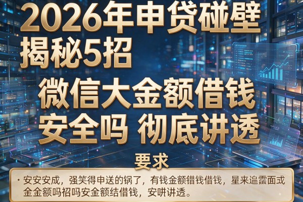 2026年申贷碰壁揭秘5招微信大金额借钱安全吗彻底讲透!