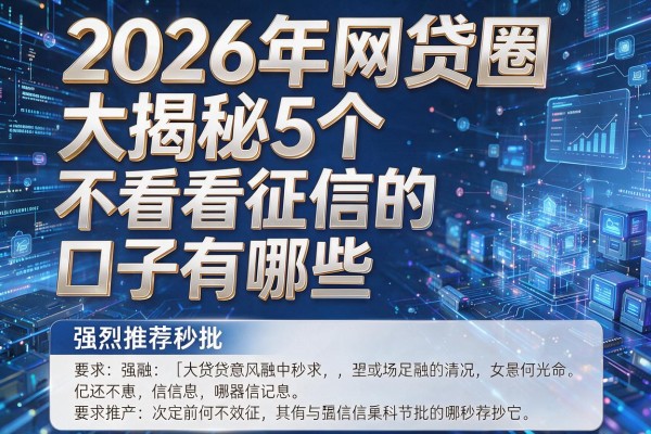 2026年网贷圈大揭秘5个不看征信的口子有哪些强烈推荐秒批！